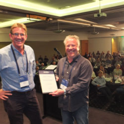 Simon Cruickshank presents Associate Fellow of AHA certificate to Michael Whiting