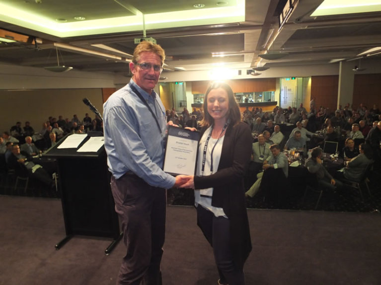 Simon Cruickshank presents Associate Fellow of AHA certificate to Krystal Hoult